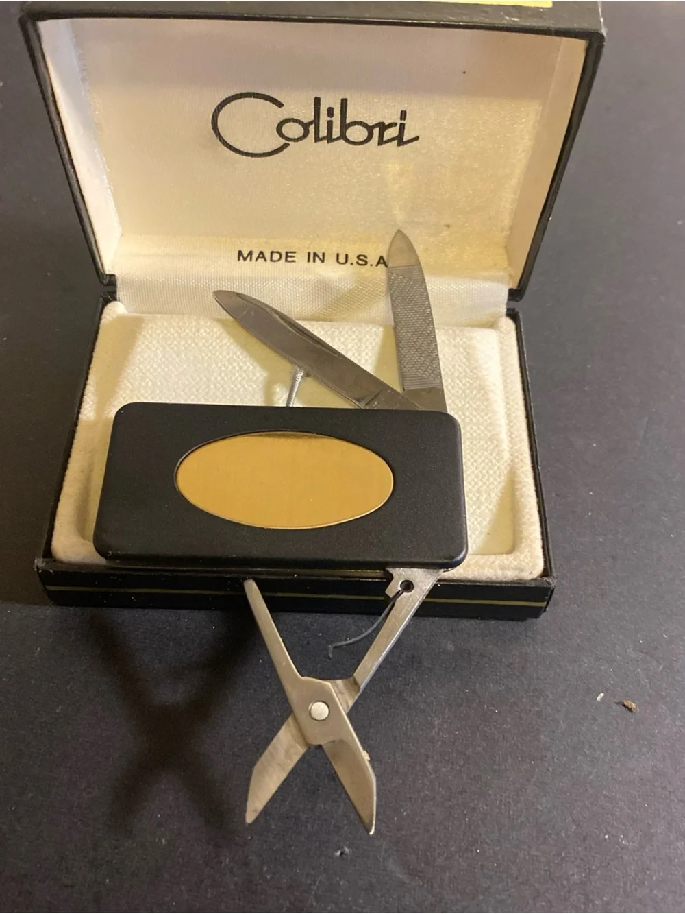 Vintage Colibri Money Clip Made In USA Black With Gold Plate